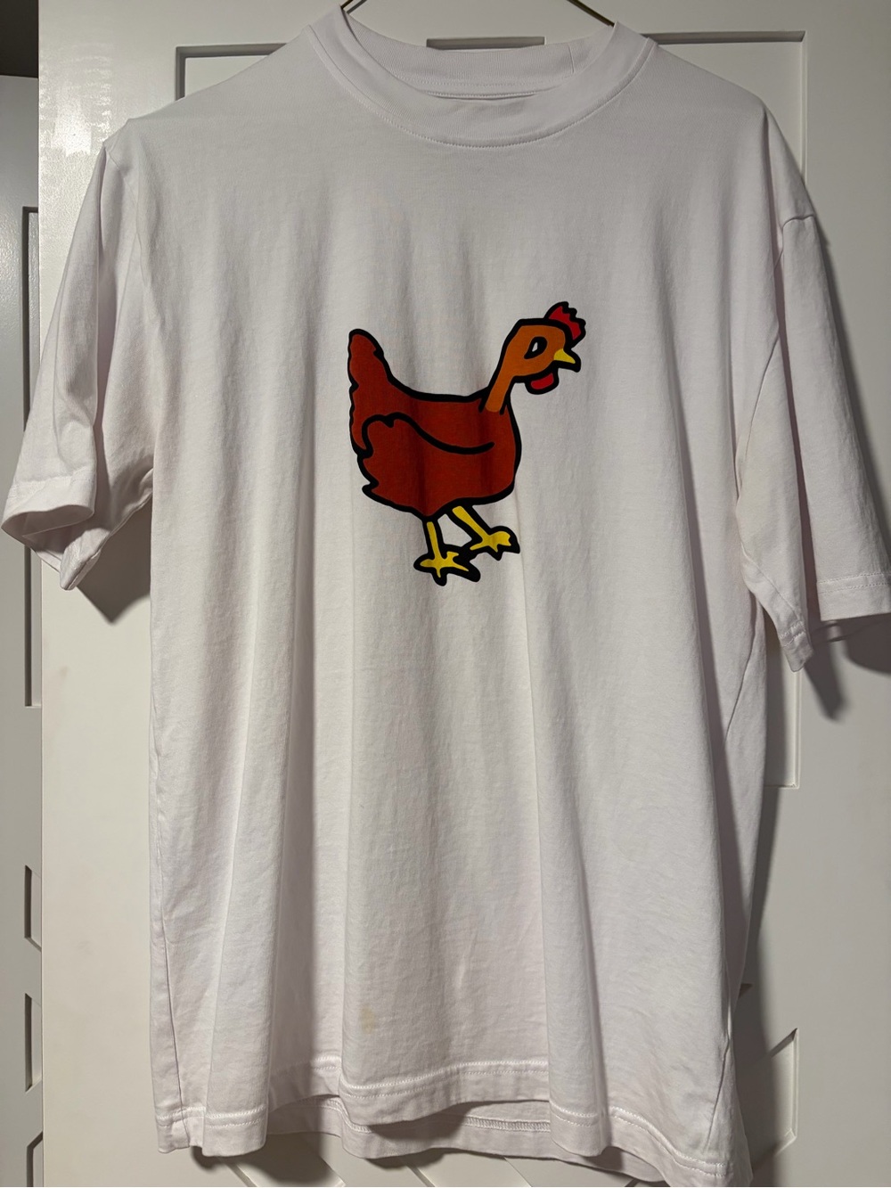 PALACE White Short Sleeve Tee with Red Chicken Graphic